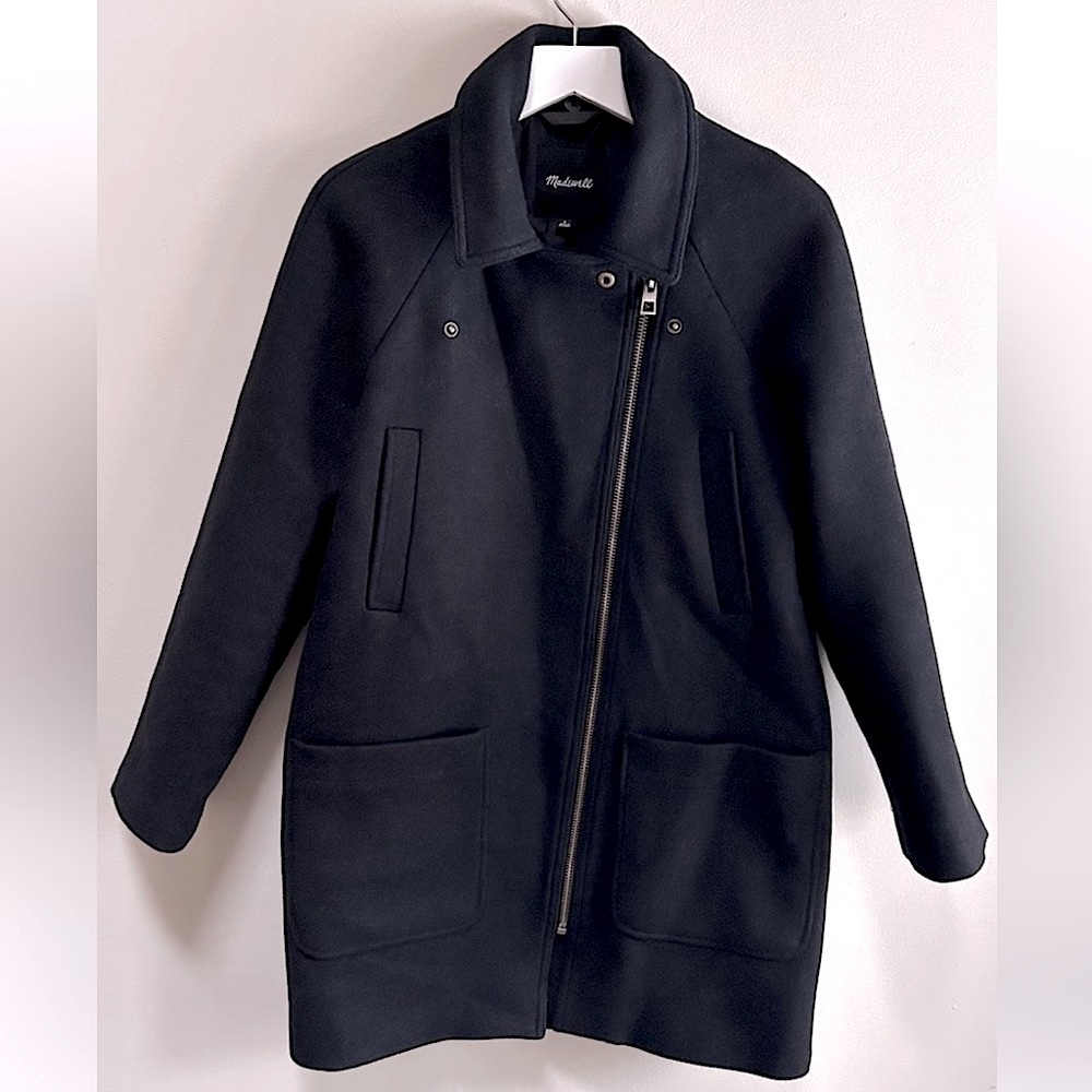 LIKE NEW Madewell Eldridge Wool Zip Coat with Removable Fur Collar